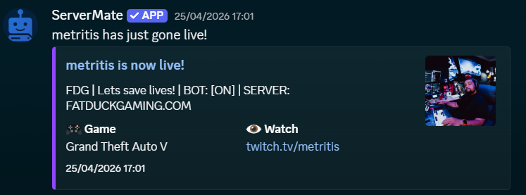 Discord creator alert embed